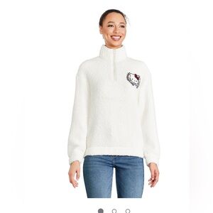 Hello Kitty White half zip pullover Sweater/ woman’s XL
